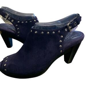Aerosoles Heels Women's Size 5.5 Haven Eggplant Peep Toe Studded Slingback